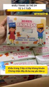 Hộp 50 Chiếc Khẩu Trang Trẻ Em 3D AK Mask Kháng khuẩn Cho Bé 3-7 tuổi