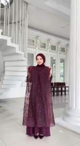 Nasha dress 2 in 1 ineer syakilaa sleting depan brokat ineer syakilaa casual modis pesta kondangan