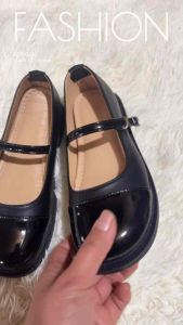 Giày oxford nữgiày búp bê Mary Jane lolita bệt đốc mũi tròn đế bằngda bóng dễ phối đồ