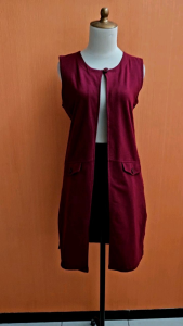 atasan long vest wanita merah maroon FLAMOUSH C2 cewek S M kutung outer MEWAH santai