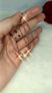 Kalung Set Liontin Bola Bola Pasir Akswn Permata | Wanita Dewasa Elegant Korea | Xuping Anti Karat Anti Luntur | Simple Terbaru Mewah