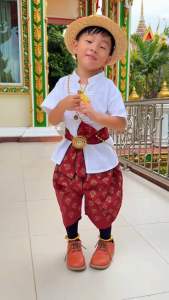 ✅พร้อมส่ง🚗รุ่นทูโทน📌ชุดไทยประยุกต์เด็ก รุ่นกระดุมปั้ม(แถมผ้าคาดเอว)