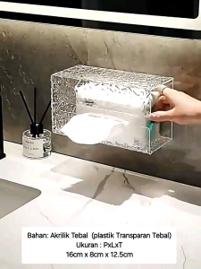 TB1753 Kotak Tissue Transparan Akrilik Tempel Dinding Box Tissue Aesthetic