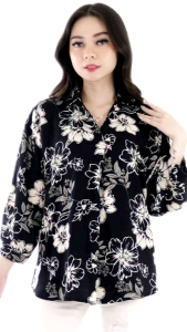 Atasan Blus Kemeja Wanita V-Neck JUMBO RAYON BUNGA LD 110 120 130 CM SUPER BIG SIZE XXXXXL 5XL 4514A