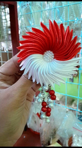 12 pcs / lusinan Bros juntai merah putih seragaman agustusan/ bros ubur ubur jurai/ Bros tujuh belasan/  bros seragam agustusan