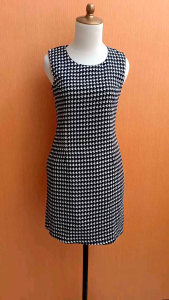 mini dress wanita hitam putih houndstooth S M cewek import BKK bodycon MEWAH kutung