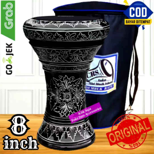 Gendang Atau Darbuka Kayu 8 inch Hitam Silver Power Beat Hitam Made In Taiwan