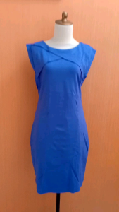 mini midi dress wanita biru MANGO SUIT cewek M L bodycon MEWAH santai