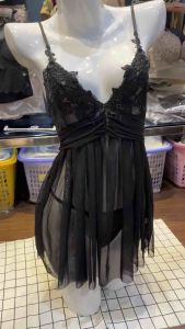 Váy ngủ D222 ren lưới xuyên thấu cột dây siết eo gợi cảm - dưới 60kg