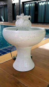 น้ำผุดดินเผาแจกันปากหยัก สีขาวเม็ด เสริมฮวงจุ้ย ทางร้านรับประกันสินค้าแตกระหว่างขนส่ง แตกเสียหาย รับใหม่ทันที