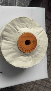 Bánh vải cotton trắng đánh bóng đồ da. Bánh vải đánh bóng kim loại inox 250mm x 75mm