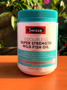 Swisse Odourless Super Strength Wild Fish Oil 2000mg lọ 200 viên - Viên Uống Bổ Sung Omega-3 của Úc.
