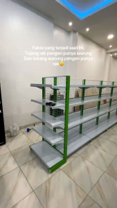 Rak Toko Gondola Minimarket Supermarket Paket 6 set Panjang 485cm