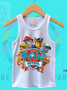 "White Sando for Kids Boys & Girls – Adorable P-a-w P-a-t-r-o-l Print | Soft Cotton Fabric Tank Top"