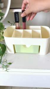 (2 Tipe) Rak Meja 4 Sekat / Rak Kosme mini / susun Kotak Penyimpanan Kosmetik Alat Tulis Kantor ATK