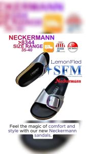 NECKERMANN 8344 SIZE 35 - 40 SANDALS BLACK SILVER SG SELLER LOCAL INDOOR OUTDOOR LADIES SLIPPER LEMONFIED SFM