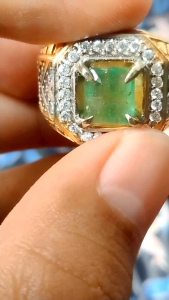 batu natural emerald beryl zamrud kotak ring batu jamrud cincin
