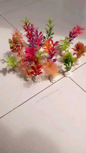 20 pcs bunga plastik hiasan aquarium acak termurah