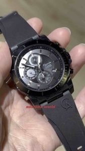 [Original] 6141 MCRIPBA Alexandre Christie Chronograph Men Watch with Black Dial Black FKM Silicone Strap | Official Warranty
