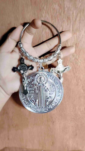 New Improved St. Benedict Silver House Protection Door Chimes Hanger Plates Medals. Free Pouches