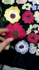 Bahan/Kain Tille Bunga Bordir Garden Timbun (3D)