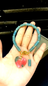 Bamboo Jade with Heart Agate and Bamboo Charm Bracelet