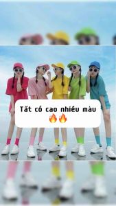 Tất cổ cao gân trơn nam nữ nhiều màu vớ cổ cao vải cotton co giãn phong cách Vintage