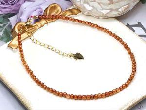 Gelang Kaki Kristal Natural Crystal Spessartine Garnet Ankles 纯天然水晶芬达石榴石脚链