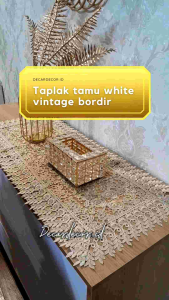 Taplak Meja Tamu Bordir/ Loper Renda Bordir Mewah 45×90 Cm Dekorasi Modern