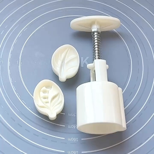 Cetakan Kue Tart Nastar Daun 2Motif  Plungger Moon Cake Cetakan Yang Di Press Tekan