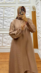 gamis polo linen malay modern adiba