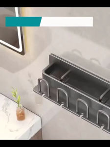 Giá Treo Bàn Chải Đánh Răng Kèm Cốc 3 Ngăn  4 Ngăn Kệ Khay Đựng Đồ Nhà Tắm Nhôm Thép Không Rỉ Tiện Dụng
