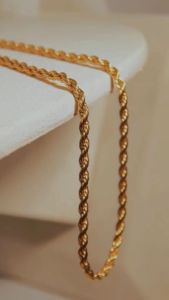 kalung tambang titanium 60cm gold anti karat