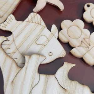 Miếng gỗ mô hình động vật nhà xe cho bé tô màu trang trí handmade kích thích lhar năng sáng tạo