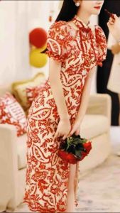 CNY xiaofang embroidered mesh cheongsam dress TM 0962 dress model cantik dan elegan