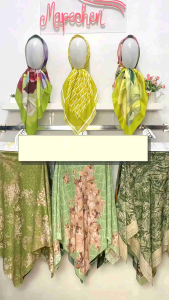 Edisi Hijau - Hijab VOAL MOTIF Jilbab Saghe Tosca Army Mint Segiempat LaserCut