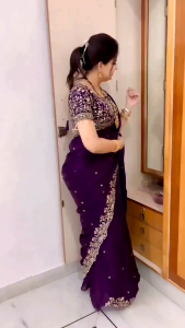 Satin Sequence Saree with Stiched Blouse