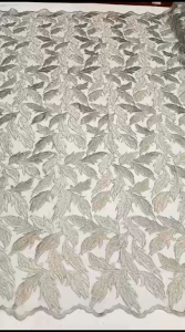 Bahan Kain Tille Full Bordir tebal/Tille Motif Daun Terbaru