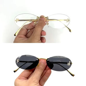 [Zeeds] แว่นกันแดดไร้กรอบ  อะไหล่ฝังเพชร  เลนส์ UV400