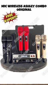 Mic Wireless Ashley Combo Original Free Koper 2bh Microphone Handled Wireless Ashley Combo ( Bisa COD )