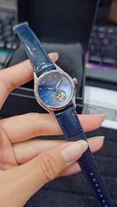 ĐỒNG HỒ NỮ CHÍNH HÃNG Citizen PR1041-18N Automatic Open Heart Blue Dial Sapphire Black Leather For Women