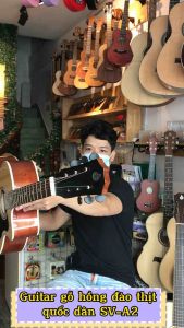 Đàn guitar acoustic SV-A2 gỗ hồng đào nguyên tấm -Tặng 8 phụ kiện - Bảo hành 12 tháng - Khóa đúc chống rỉ và được gắn dây Alice