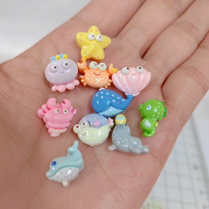 10pcs Mini Ocean Animal Cute Charm Resin Handmade Art Craft Diy Phone Case Hairclip KeyChain Guka Gift Kids DC1240