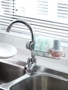 Rak Wastafel Cuci Piring Stainless Portable/ Rak Pengering Gantungan Wastafel Tempat Spon Dapur