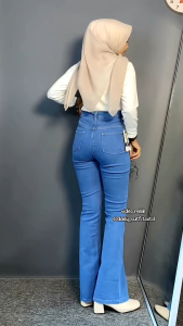 Celana Jeans Cutbray Highwaist Bahan Stretch Korean Style Hangover Denim Premium