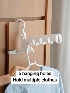 Travel Foldable Clothes Hanger Holder Drying Rack with 5 Holes and Anti-Slip Rubber Pads for Door Cupboard Bathroom Chair 5kg Load