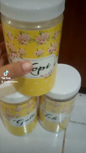 toples bumbu/kue  motif bunga ukuran 1000ml ( harga buat 3 pcs))