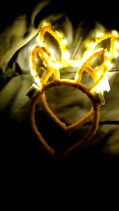 Bando Telinga Kelinci LED Kuning Lucu | Aksesoris Pesta & Karnaval | Headband Lampu Menyala