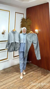 Satu Set Garis Combi Brokat Bahan Cotton Yanded