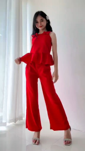 Girls Peplum Top & Wide Leg Pants Terno Set | Kids Korean Fashion Outfit | Casual & Party Wear